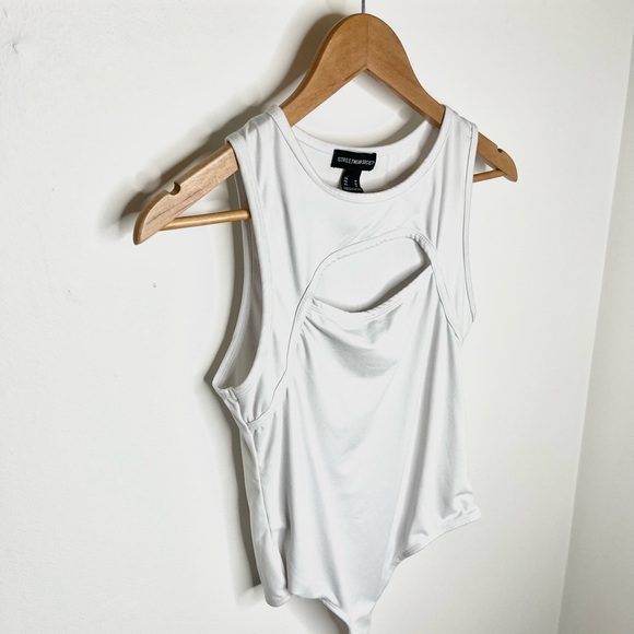NWOT White Cutout Bodysuit - Picture 2 of 3